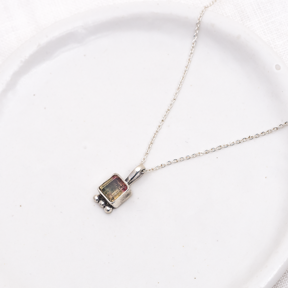 Stone Layering Necklace ◇ Faceted Tourmaline SECONDS