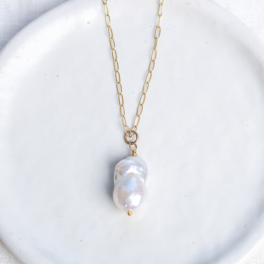 Baroque Pearl Drop Necklace ◇ Sterling Silver or Gold Filled