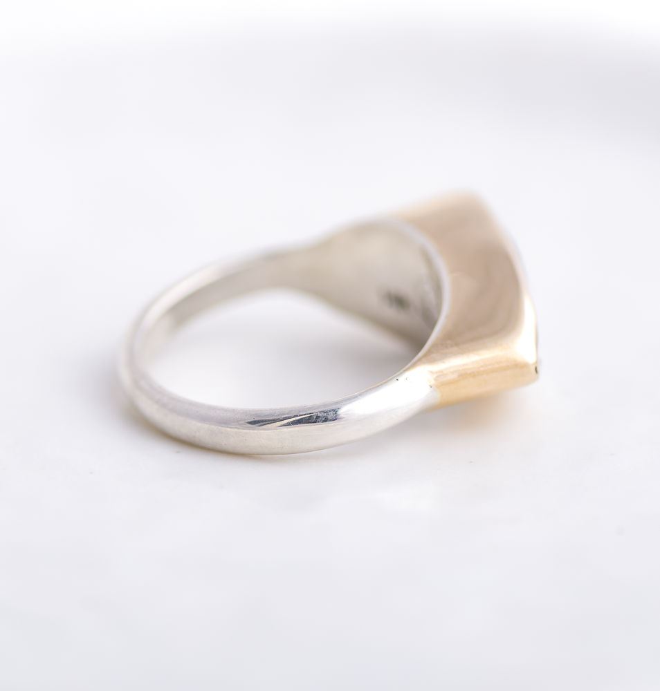 Opal East West Ring ◇ Size 6.5 ◇  Silver + 14k Gold