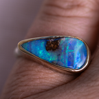 Opal East West Ring ◇ Size 6.5 ◇  Silver + 14k Gold