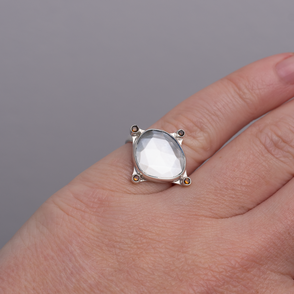 Meridian Ring ◇ Mother of Pearl + Citrine ◇ Size 6