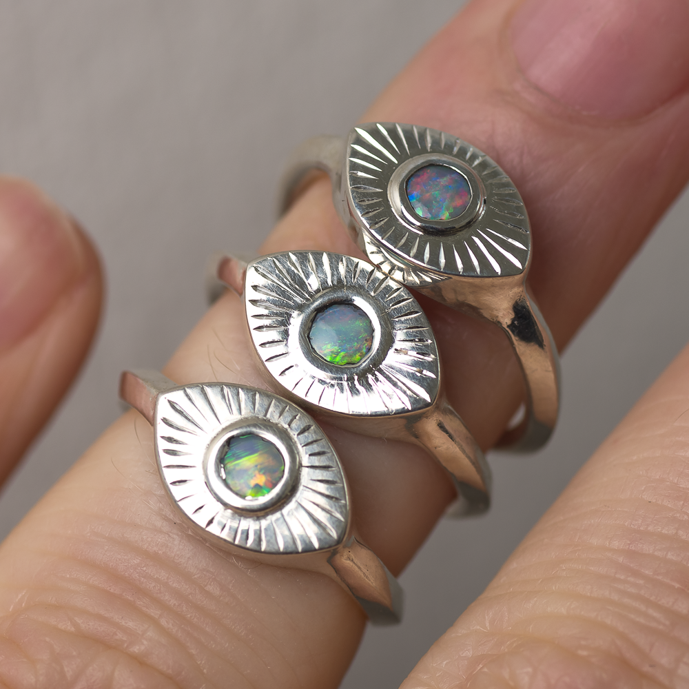 Engraved Opal Mini Vision Ring ◇ Made in your size.