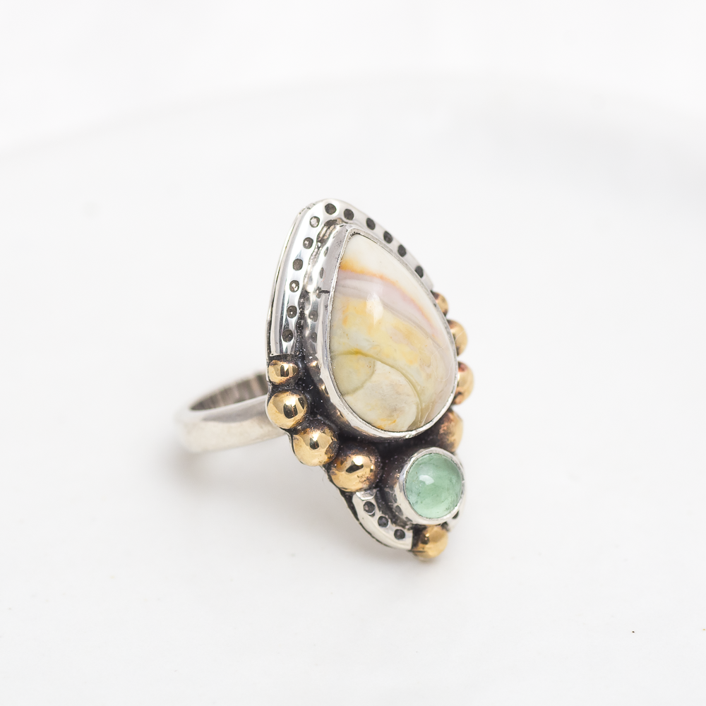 In the Clouds Ring (A) ◇ Willow Creek Jasper + Tourmaline ◇ Size 6
