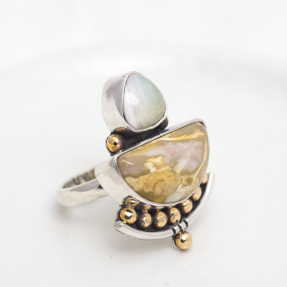 Emergence Ring (B) ◇ Australian Opal + Willow Creek Jasper ◇ Size 7.5