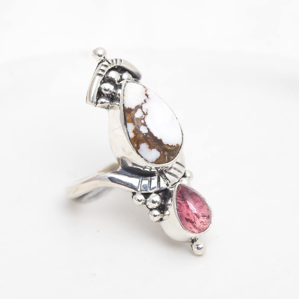 Kindred Embrace Ring (B) ◇ Wild Horse Magnestite + Pink Tourmaline ◇ Size 8