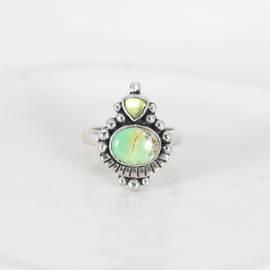 Dawn Ring ◇ Peridot + Green Variscite ◇ Size 7.5 (SECONDS)