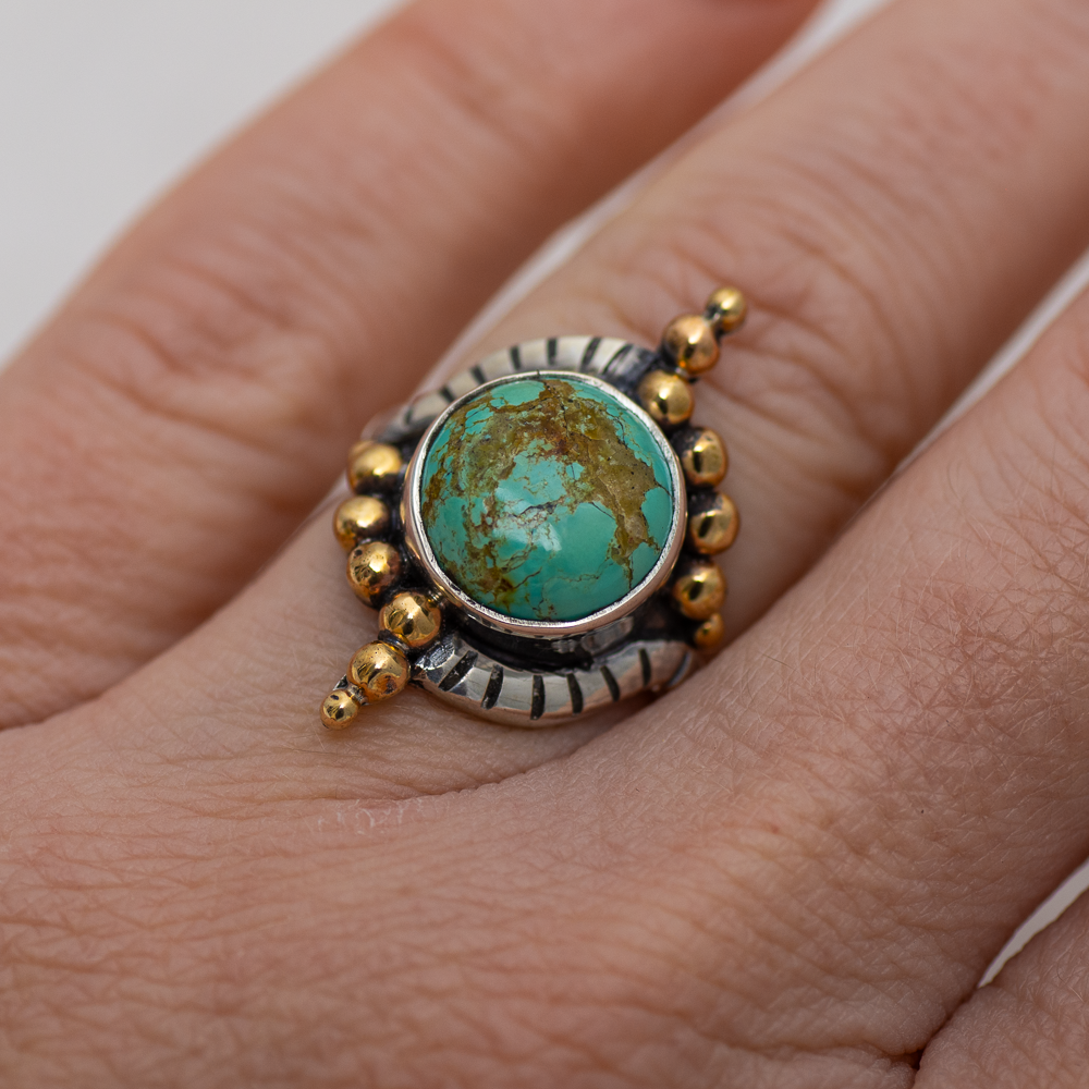 Origin Embrace Ring (A) ◇ Kingman Turquoise ◇ Size 6.5