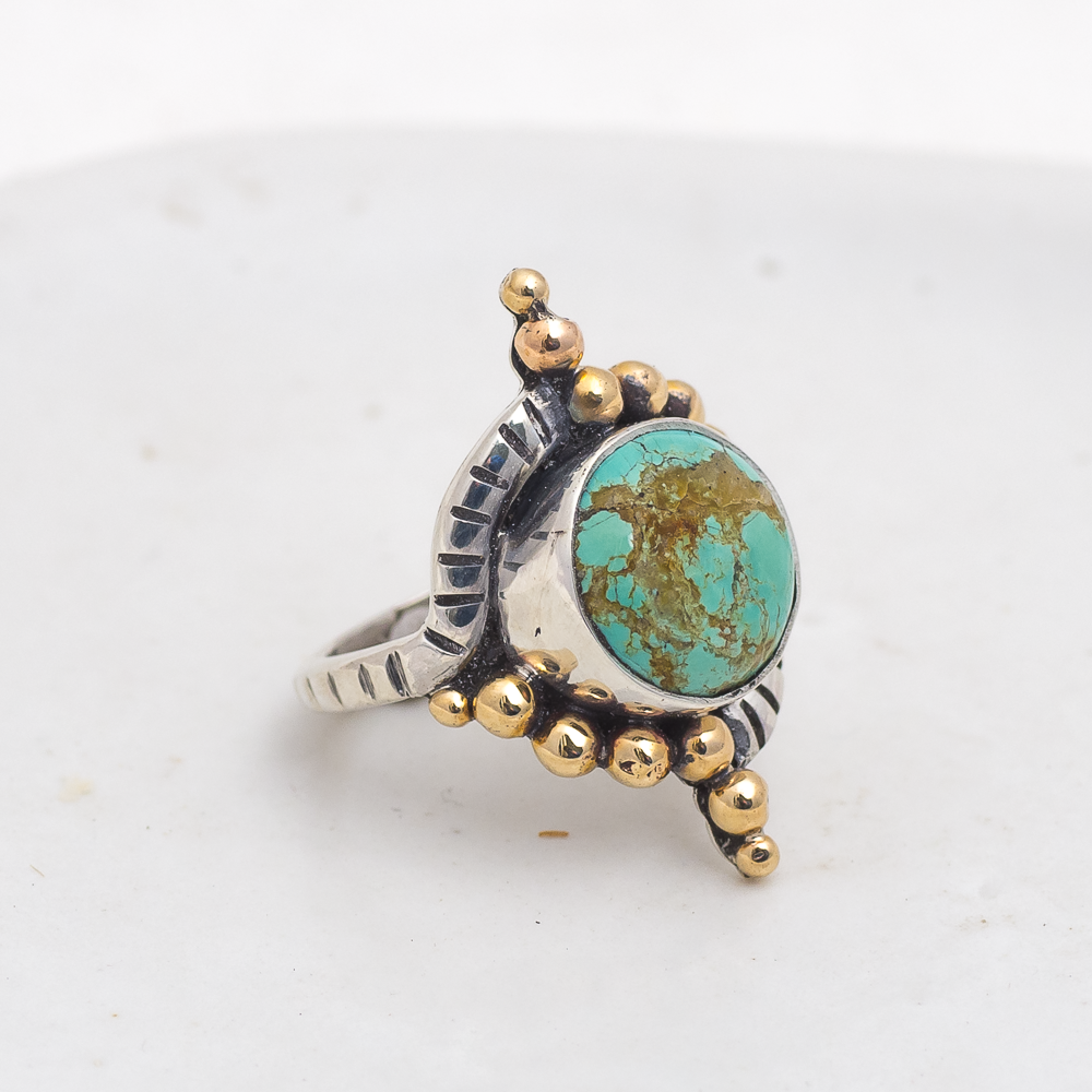Origin Embrace Ring (A) ◇ Kingman Turquoise ◇ Size 6.5