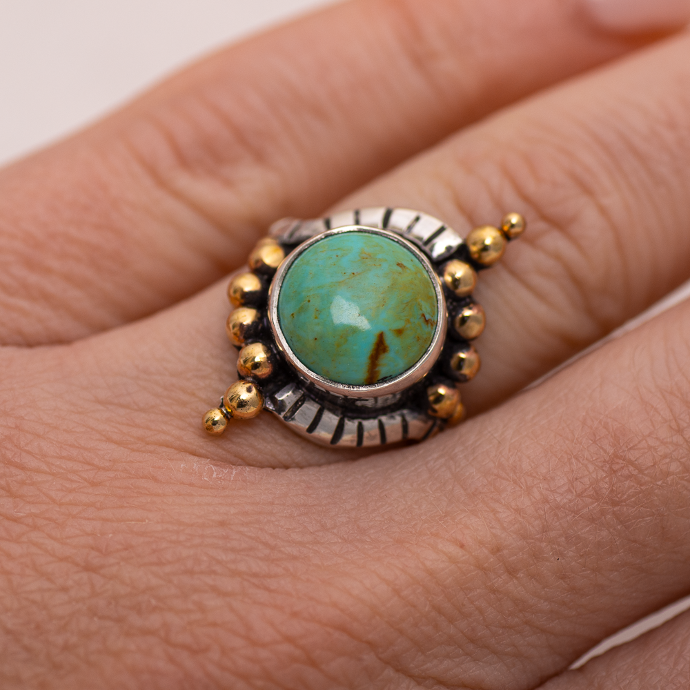 Origin Embrace Ring (C) ◇ Kingman Turquoise ◇ Size 7.5
