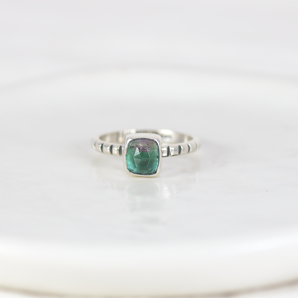Faceted Tourmaline Stacking Ring ◇ Size 7.5