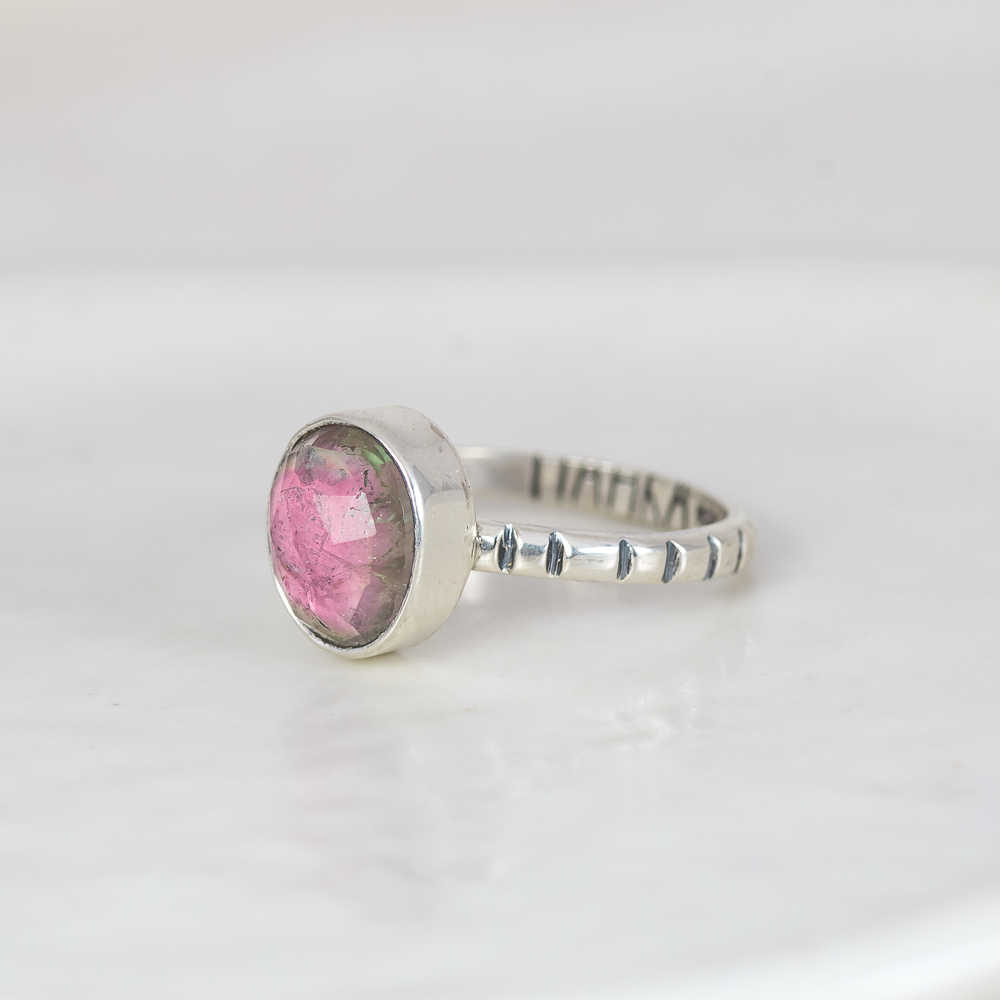 Faceted Tourmaline Stacking Ring ◇ Size 7