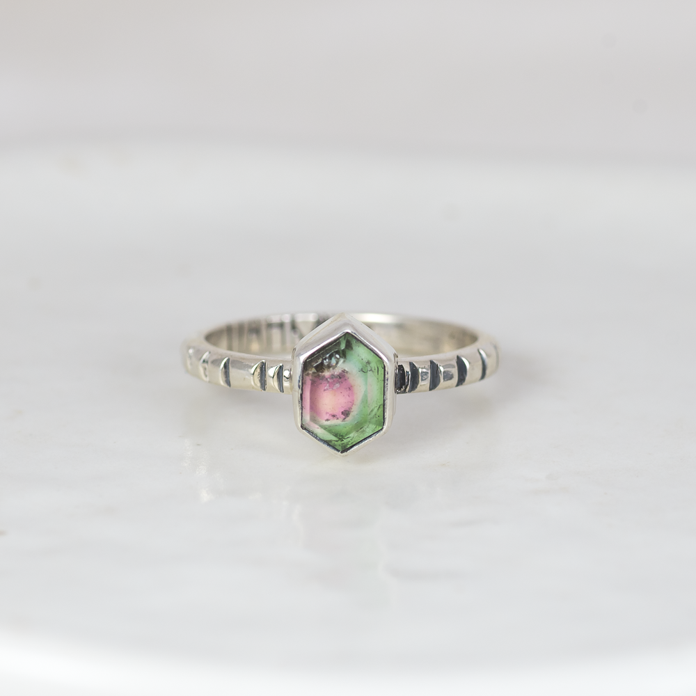 Faceted Tourmaline Stacking Ring ◇ Size 7.5