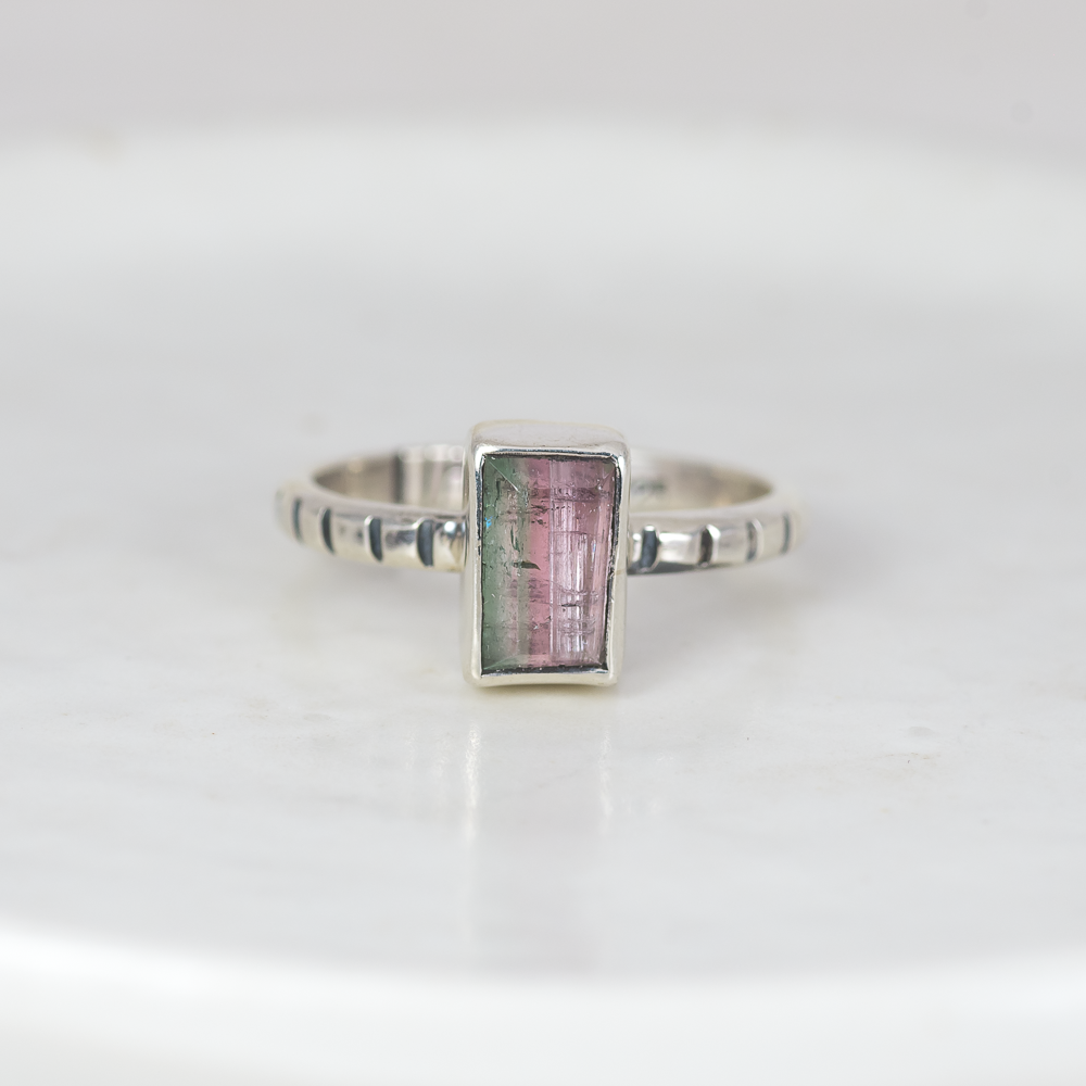 Faceted Tourmaline Stacking Ring ◇ Size 8