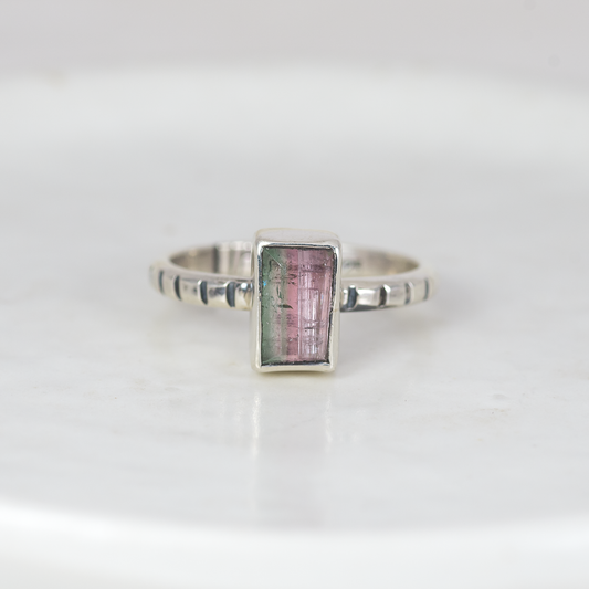 Faceted Tourmaline Stacking Ring ◇ Size 8