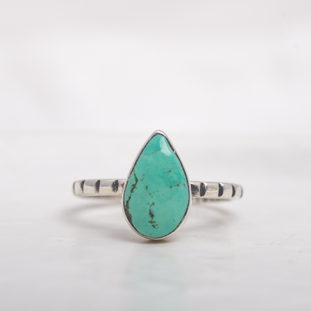 Stone Stacking Ring ◇ Kingman Turquoise ◇ Size 8