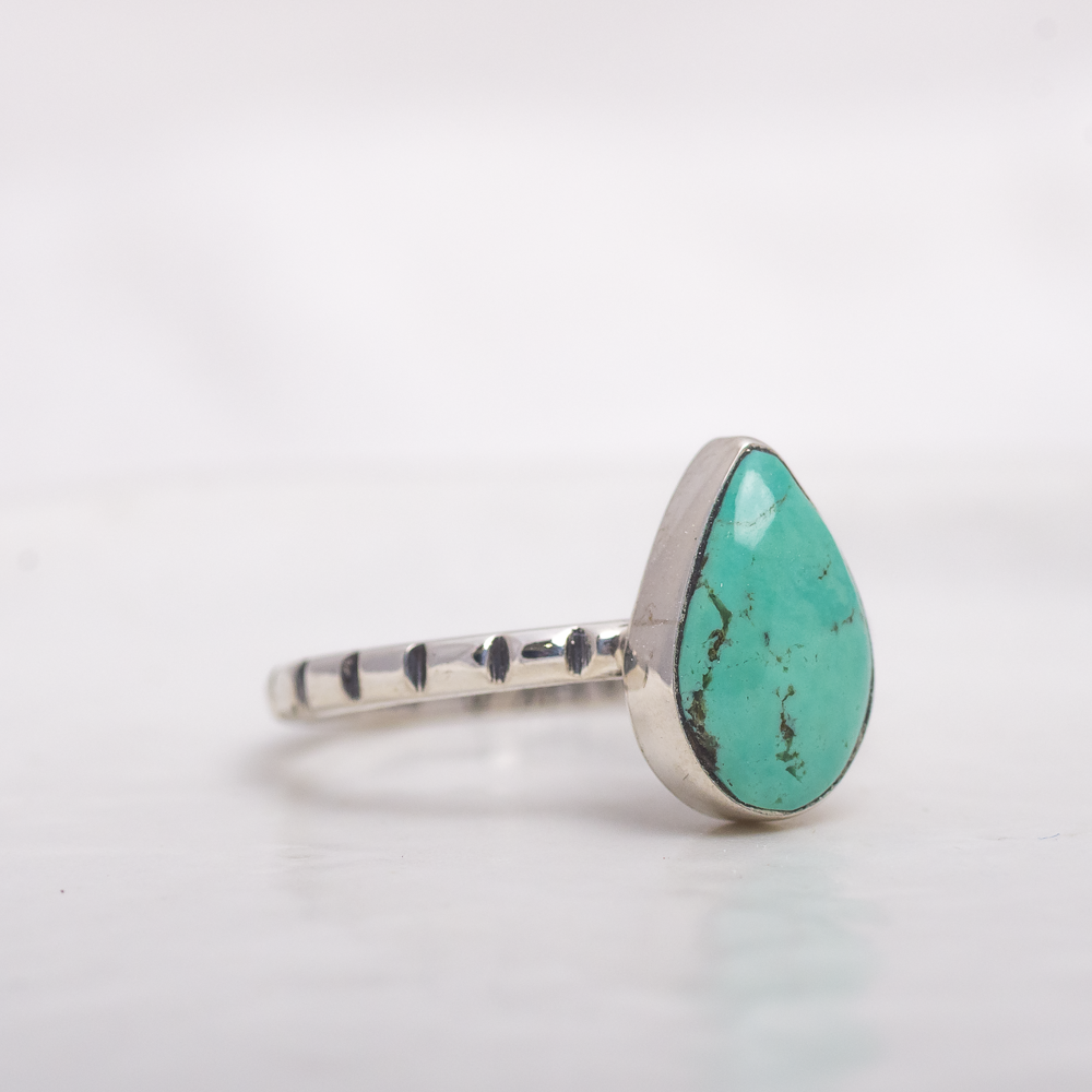 Stone Stacking Ring ◇ Kingman Turquoise ◇ Size 8