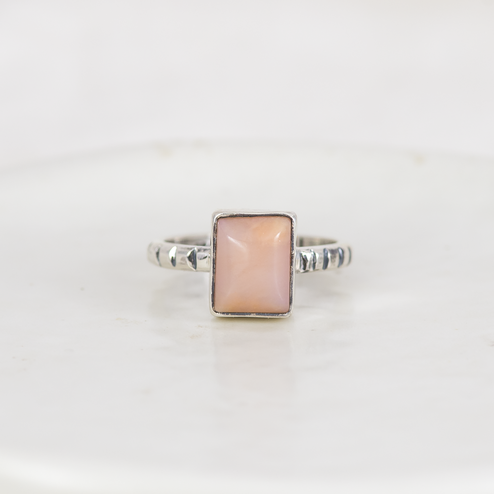 Pink Opal Stacking Ring ◇ Size 6
