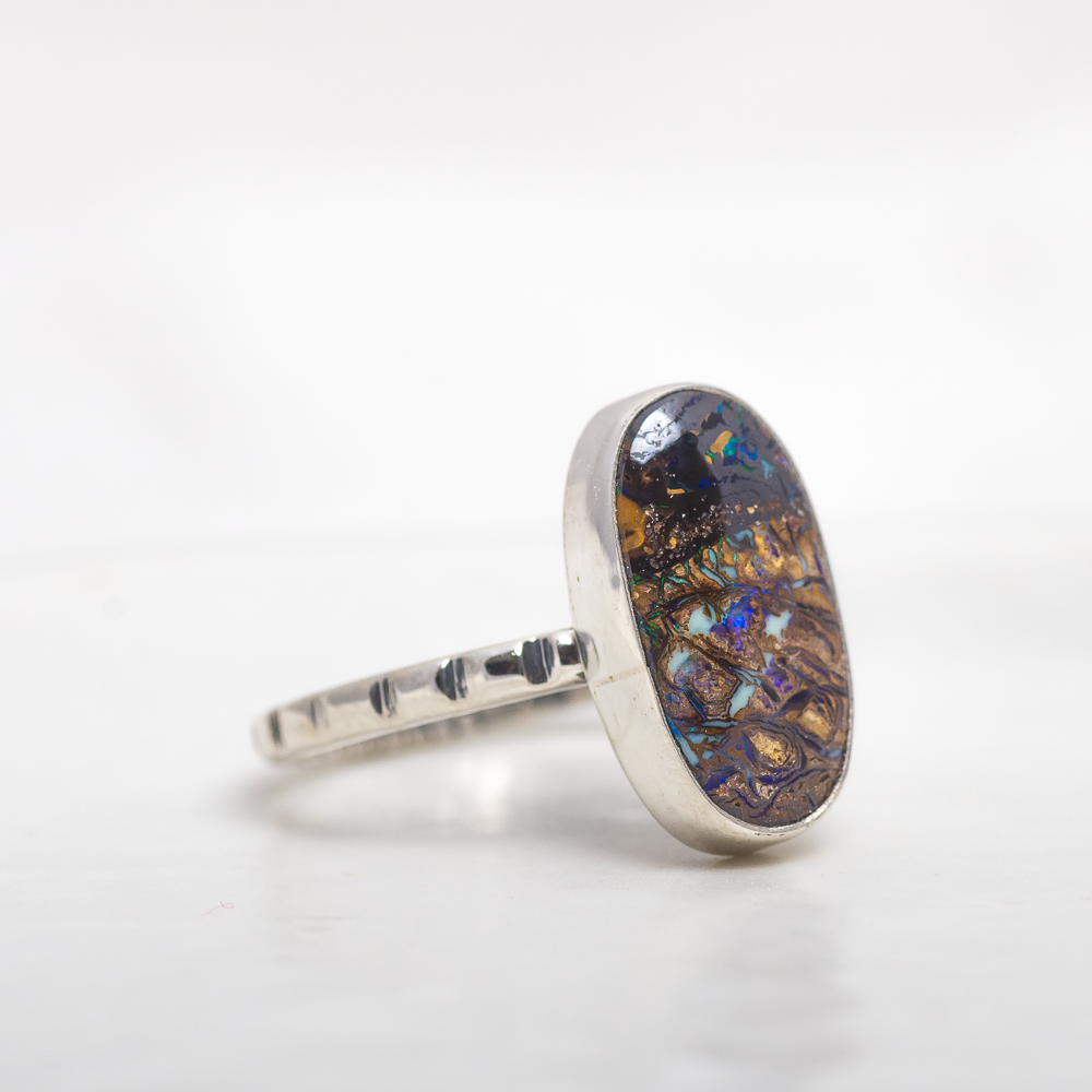 Stone Stacking Ring ◇ Australian Boulder Opal ◇ Size 7