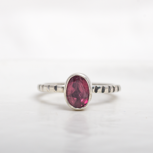 Stone Stacking Ring ◇ Faceted Pink Tourmaline ◇ Size 7.5