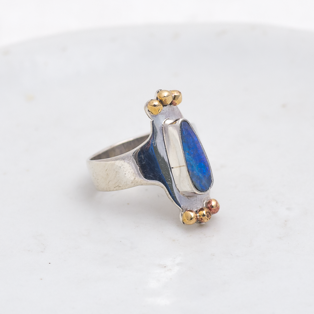 Reina Ring (A) ◇ Australian Opal ◇ Size 6 ◇ Silver + Brass