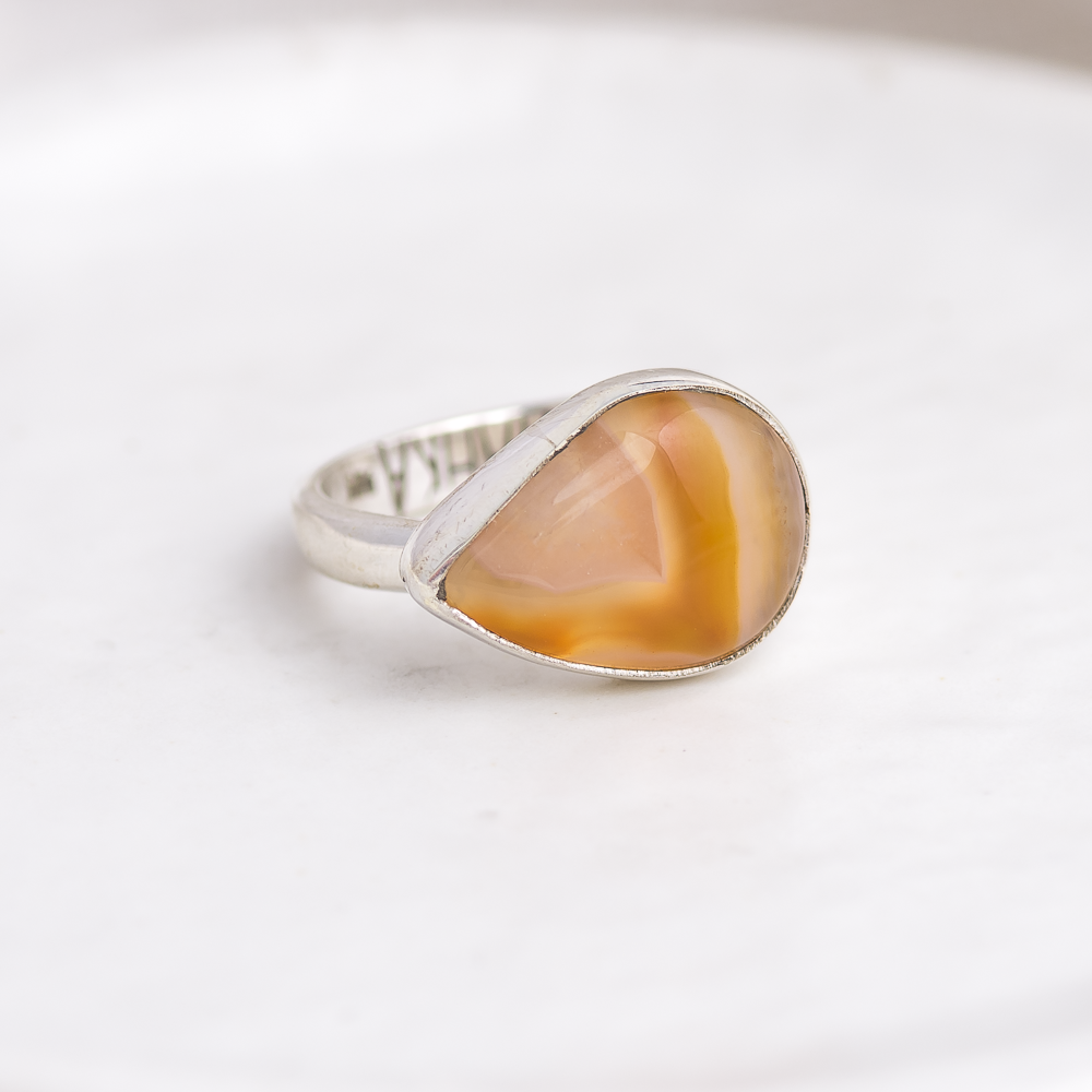 Mini Horizontal Luminous Ring ◇ Agua Nueva Agate ◇ Size 7