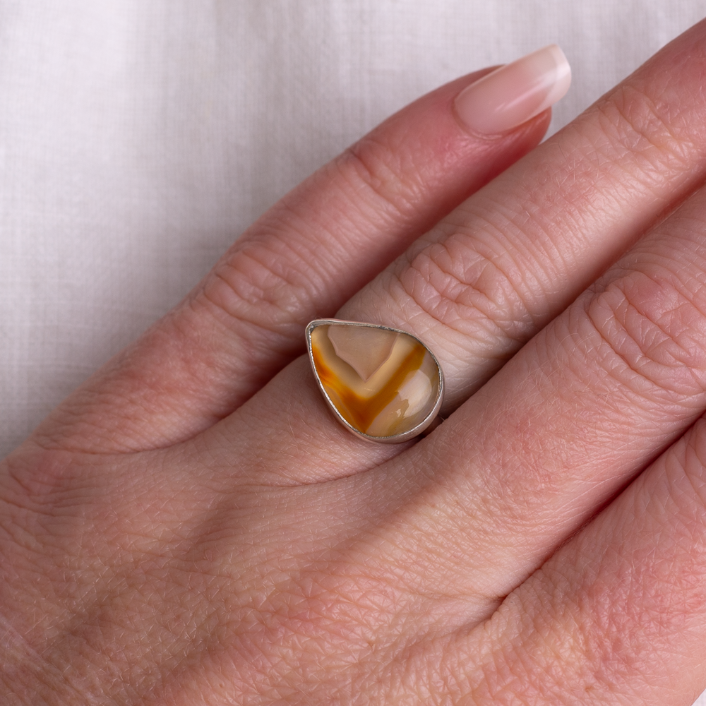 Mini Horizontal Luminous Ring ◇ Agua Nueva Agate ◇ Size 7