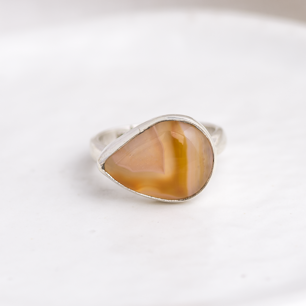 Mini Horizontal Luminous Ring ◇ Agua Nueva Agate ◇ Size 7