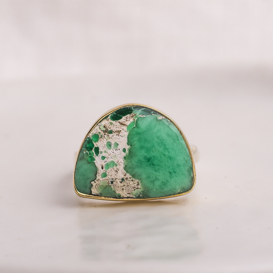 Half Moon Luminous Ring ◇ Lucien Green Variscite ◇ Size 6
