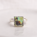 Square Luminous Ring ◇ Nevada Turquoise ◇ Size 7
