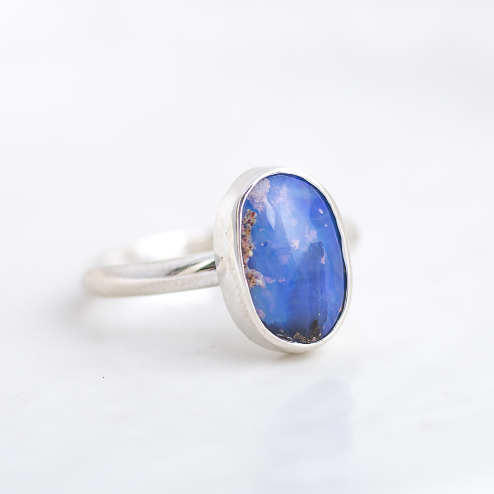 Deluxe Stone Stacking Ring ◇ Australian Opal ◇ Size 8