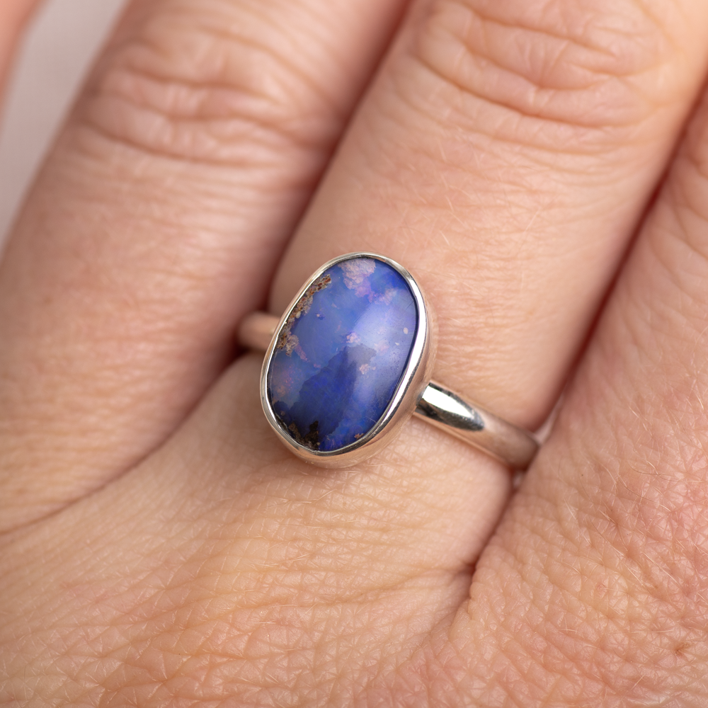 Deluxe Stone Stacking Ring ◇ Australian Opal ◇ Size 8