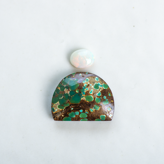 Custom Tidal Ring (D) ◇ Hubei Turquoise + Australian Opal ◇ Made in your size.