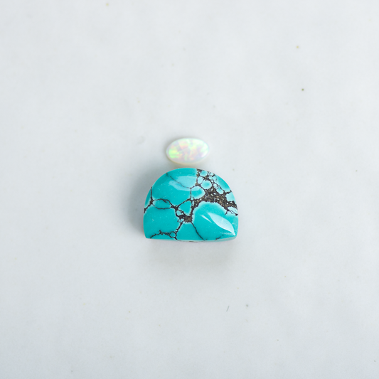 Custom Mini Tidal Ring (D) ◇ Hubei Turquoise + Australian Opal ◇ Made in your size.