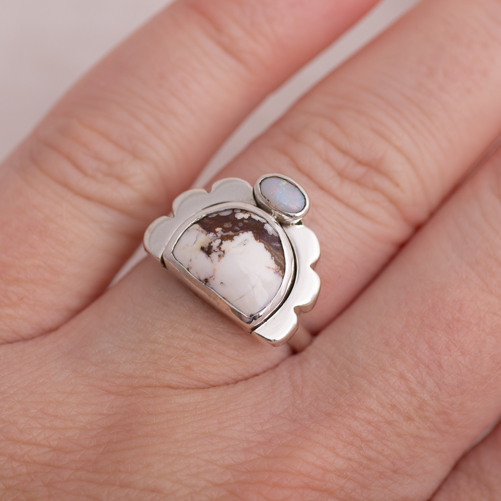 Mini Tidal Ring ◇ Wild Horse Magnesite + Australian Opal ◇ Size 7