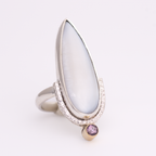 Weave Ring ◇ Mother of Pearl + Lavender Spinel ◇ Size 6