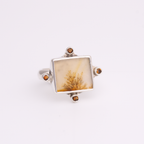 Meridian Ring ◇ Dendritic Agate + Citrine ◇ Size 6.5