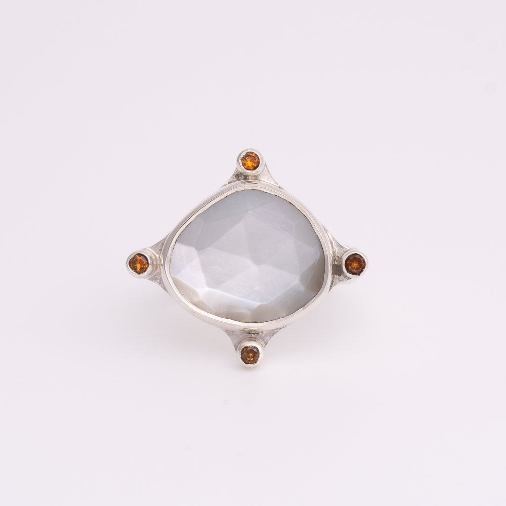 Meridian Ring ◇ Mother of Pearl + Citrine ◇ Size 6