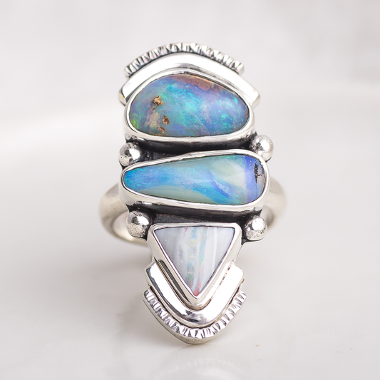 Ripple Ring ◇ Australian Opal ◇ Size 7