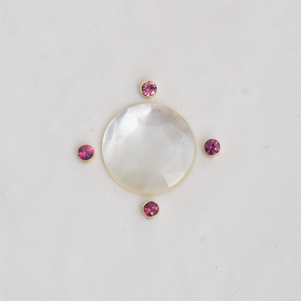 Meridian Ring - Made in Your Size ◇ Mother of Pearl + Berry Sapphire (All Silver or Silver + Gold)