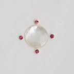 Meridian Ring - Made in Your Size ◇ Mother of Pearl + Berry Sapphire (All Silver or Silver + Gold)