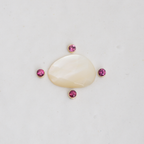 Meridian Ring - Made in Your Size ◇ Mother of Pearl + Berry Sapphire (All Silver or Silver + Gold)