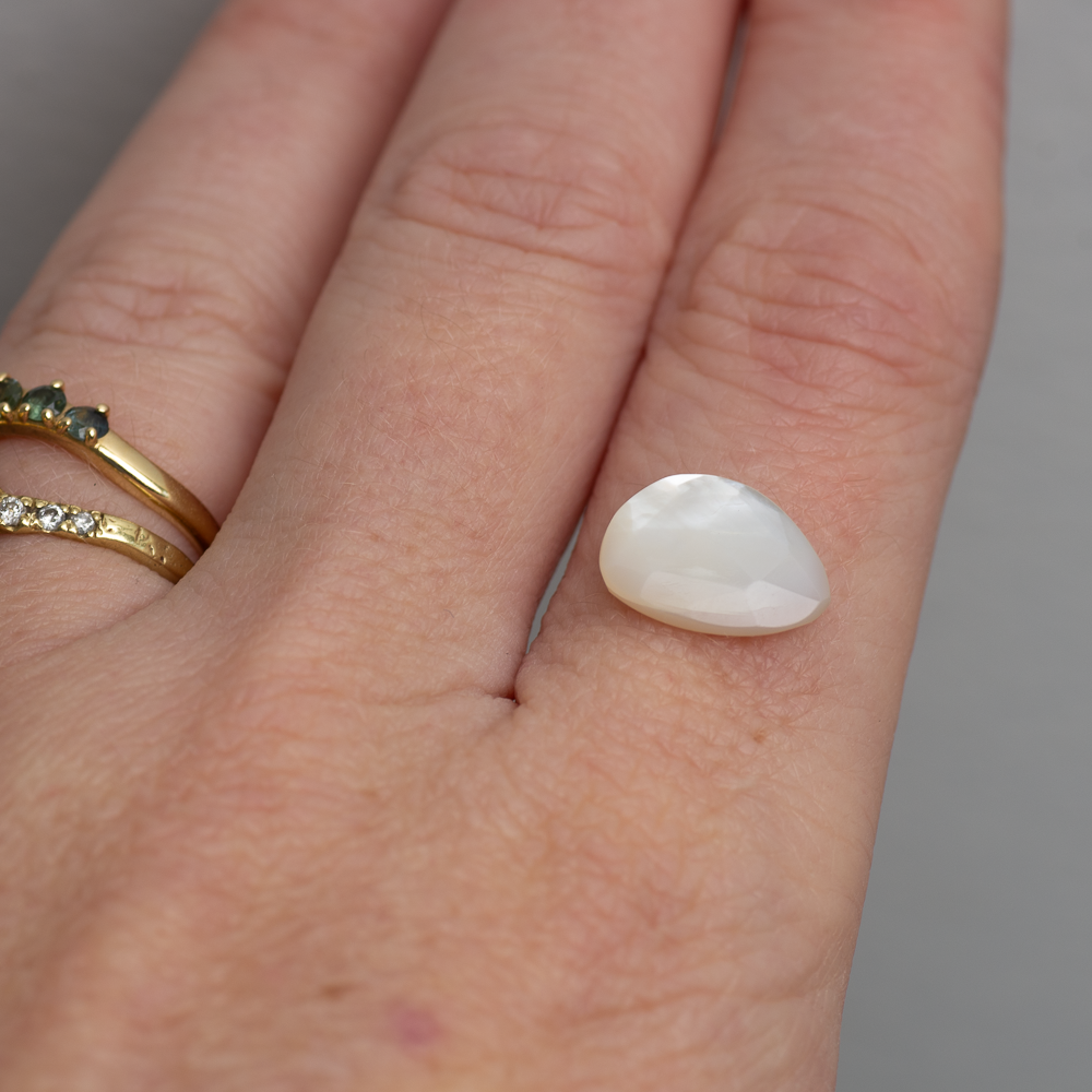 Meridian Ring - Made in Your Size ◇ Mother of Pearl + Citrine (All Silver or Silver + Gold)