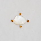 Meridian Ring - Made in Your Size ◇ Mother of Pearl + Citrine (All Silver or Silver + Gold)