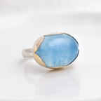 Blossom Ring ◇ Aquamarine ◇ Silver + 14k Gold