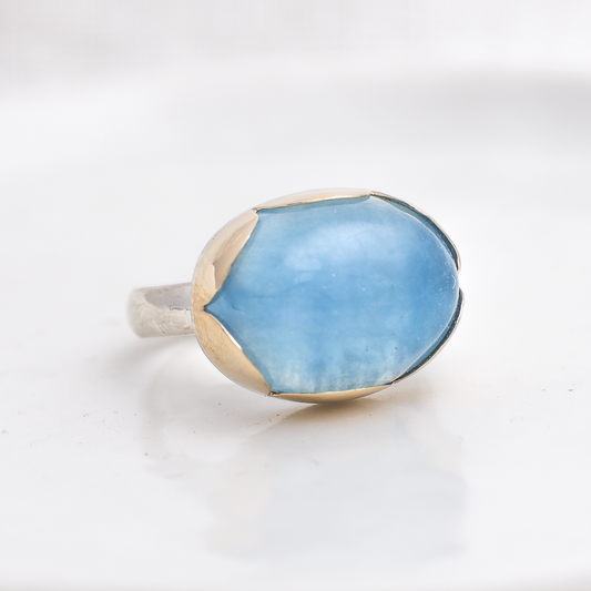 Blossom Ring ◇ Aquamarine ◇ Silver + 14k Gold ◇ MADE TO ORDER