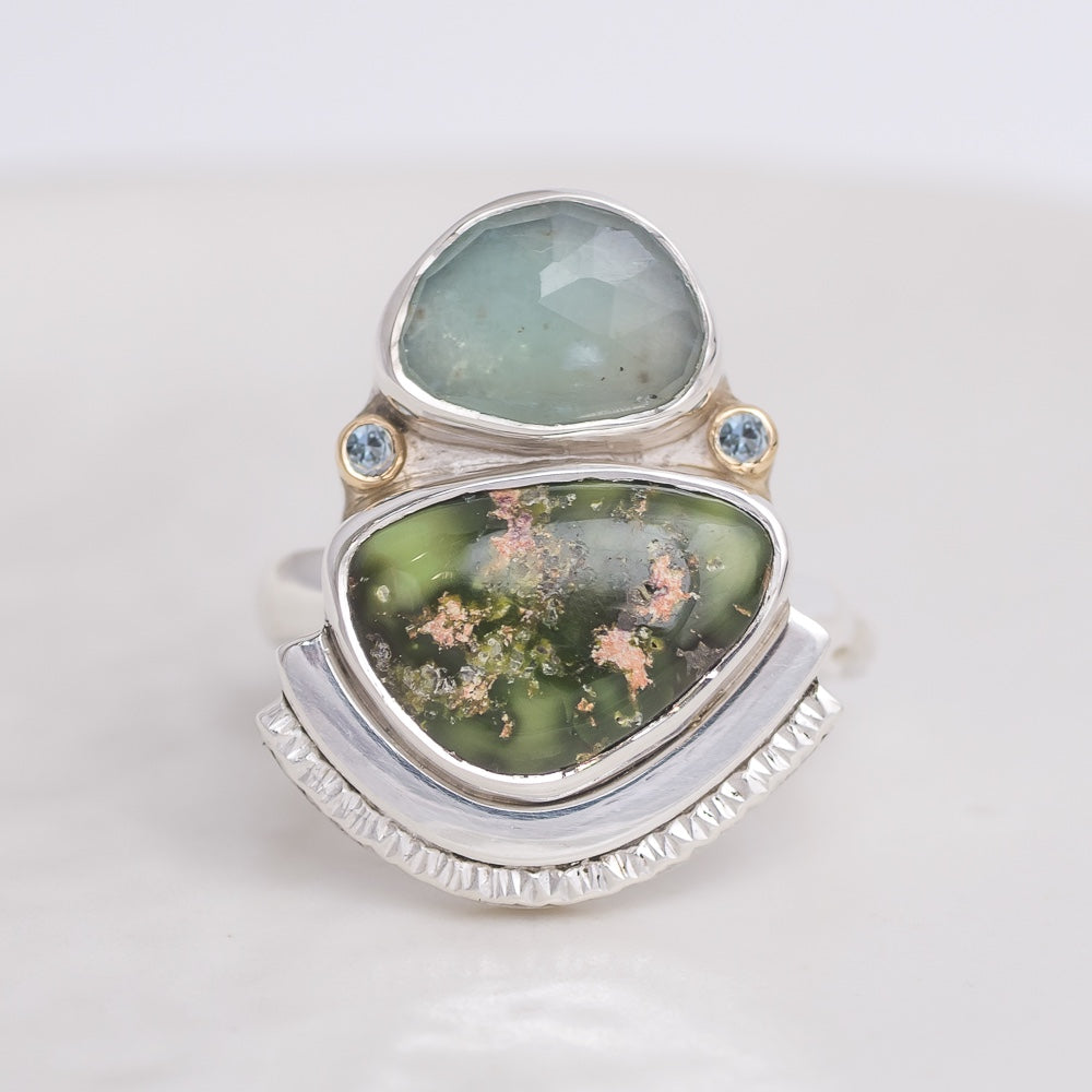 Encompass Ring ◇ Peruvian Opal + Sonoran Turquoise + Aquamarine ◇ Size 6.5
