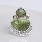 Encompass Ring ◇ Peruvian Opal + Sonoran Turquoise + Australian Green Sapphire ◇ Size 7.5 Ring HOLIDAY COLLECTION