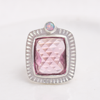 Rose Cut Tourmaline Opal Ring ◇ Pink Tourmaline + Australian Opal ◇ Size 7.5