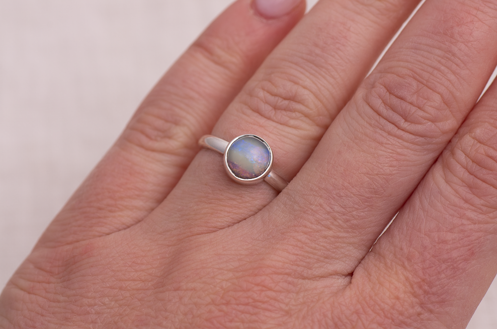 Opal Stacking Ring ◇ Australian Opal ◇ Size 7.5