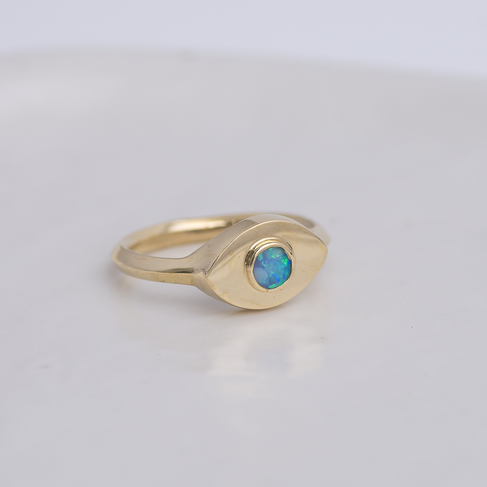Brass Mini Vision Ring  ◇ Australian Opal ◇ Custom size